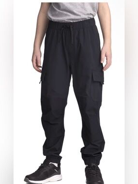 NWT Jump Start Black Cargo Jogger Pants L 4-Way Stretch Drawstring Pockets